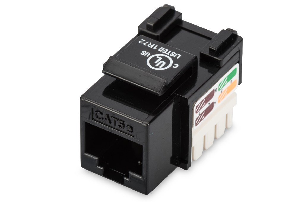 DIGITUS Keystone Jack CAT 5e, nestíněný RJ45 na LSA, barva černá